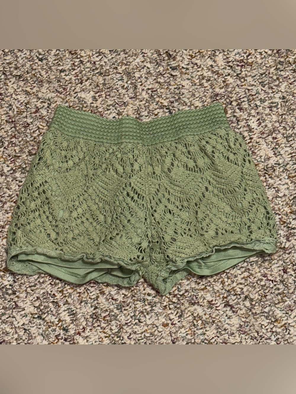 Kids girls size medium 7/8 shorts Olive Crochet Lace Overlay Shorts